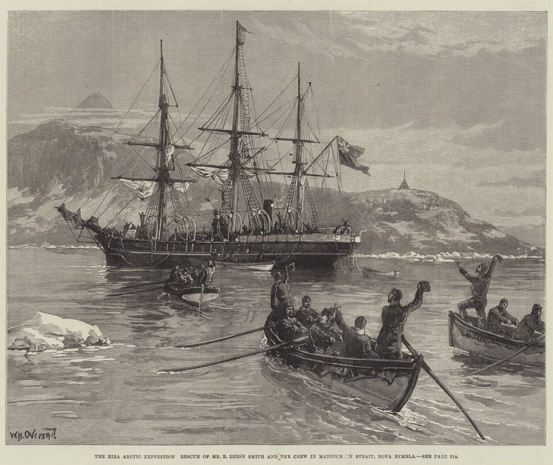 Expedición Ártica Eira, rescate del Sr. B Leigh Smith y la tripulación en el estrecho de Matotchkin, Nova Zembla de William Heysham Overend