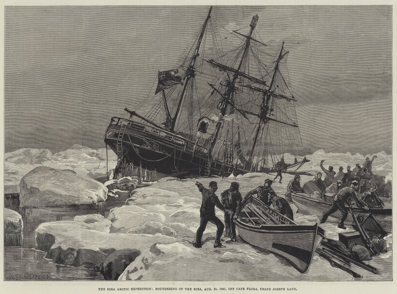 La Expedición Ártica Eira, hundimiento del Eira, 21 de agosto de 1881, frente al Cabo Flora, Tierra de Francisco José de William Heysham Overend