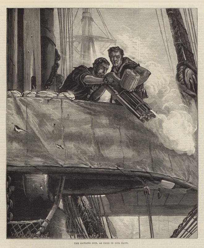 La ametralladora Gatling, utilizada en nuestra marina de William Heysham Overend