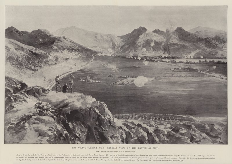 La guerra greco-turca, vista general de la batalla de Mati de William Heysham Overend