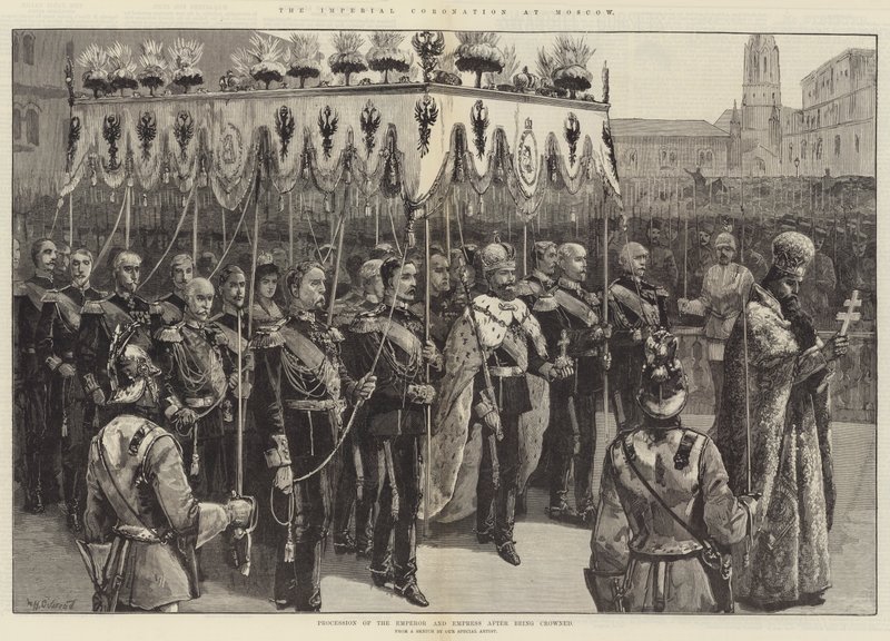 La Coronación Imperial en Moscú, Procesión del Emperador y la Emperatriz después de ser coronados de William Heysham Overend
