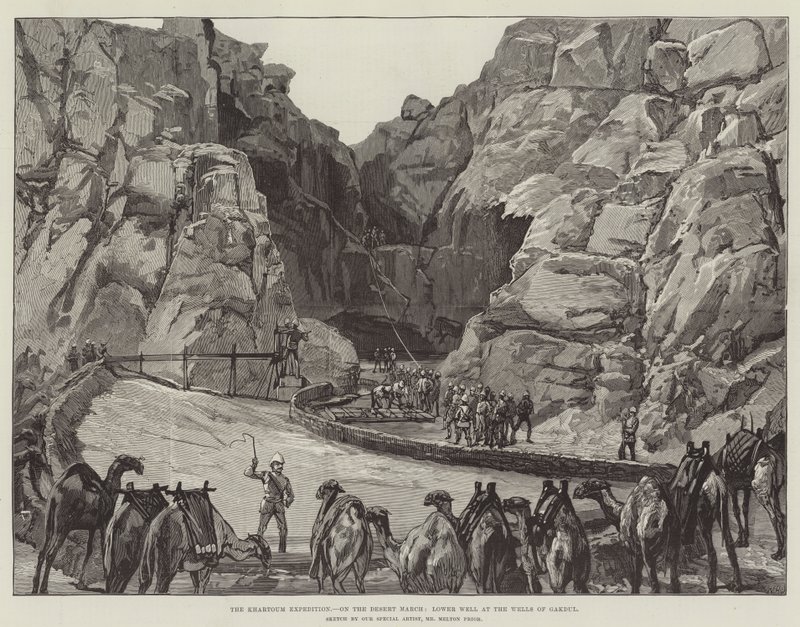 La Expedición de Jartum, en la Marcha del Desierto, Pozo Inferior en los Pozos de Gakdul de William Heysham Overend