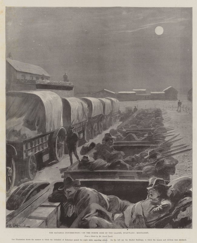 La Insurrección Matabili, en el Lado Norte del Laager, Buluwayo, Luz de Luna de William Heysham Overend