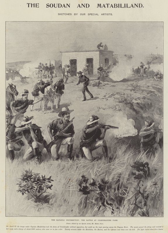 La Insurrección Matabili, la Batalla en la Granja Colenbrander de William Heysham Overend