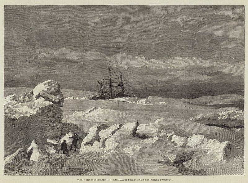 La expedición al Polo Norte, HMS Alert congelado en sus cuarteles de invierno de William Heysham Overend