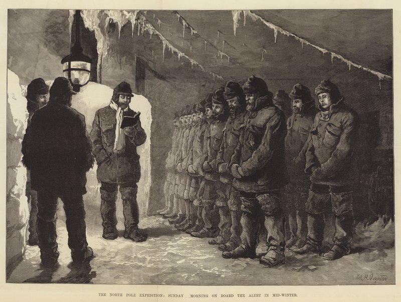 La Expedición al Polo Norte, Domingo por la Mañana a Bordo del Alert en Pleno Invierno de William Heysham Overend