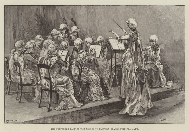 La banda Pompadour en el Masque of Flowers, Grande Fête Française de William Heysham Overend
