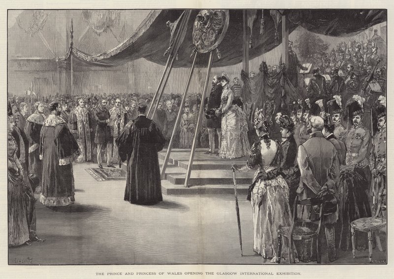 El Príncipe y la Princesa de Gales inaugurando la Exposición Internacional de Glasgow de William Heysham Overend
