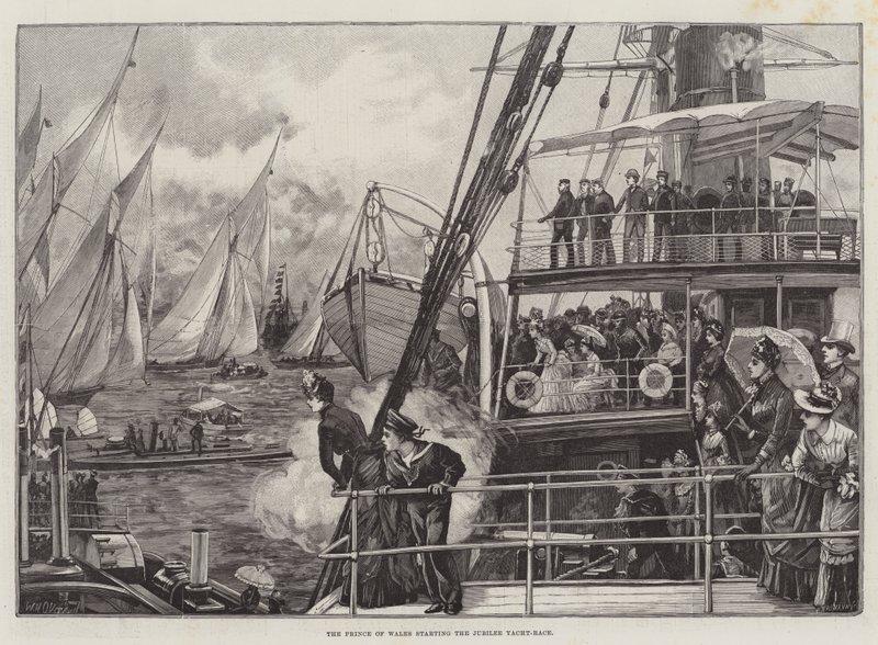 El Príncipe de Gales iniciando la carrera de yates del Jubileo de William Heysham Overend