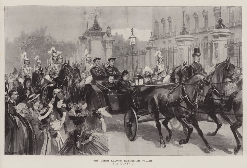 La Reina saliendo del Palacio de Buckingham de William Heysham Overend