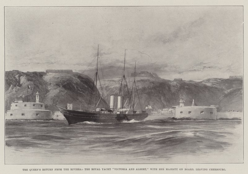 El Regreso de la Reina de la Riviera, el Yate Real Victoria y Albert, con Su Majestad a Bordo, saliendo de Cherburgo de William Heysham Overend