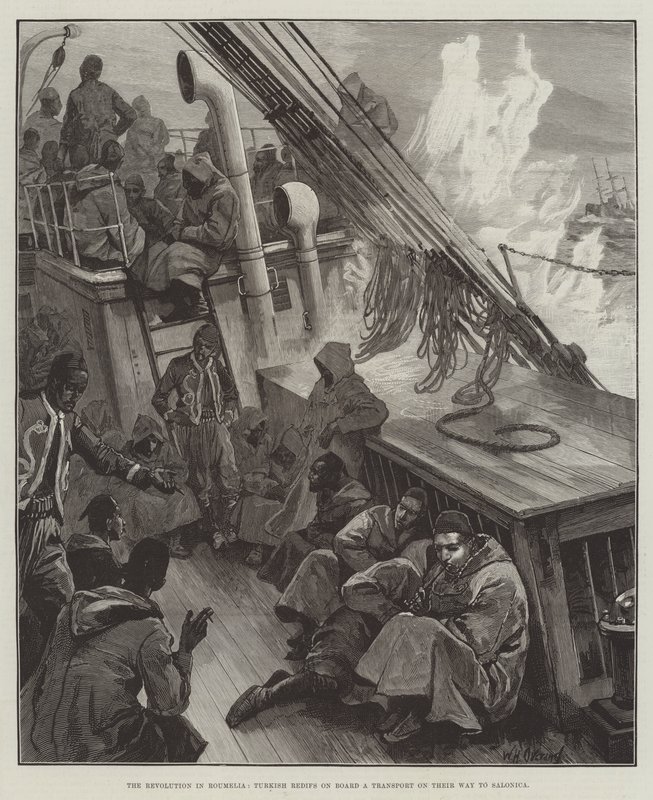 La Revolución en Rumelia, Redifs Turcos a Bordo de un Transporte en Camino a Salónica de William Heysham Overend
