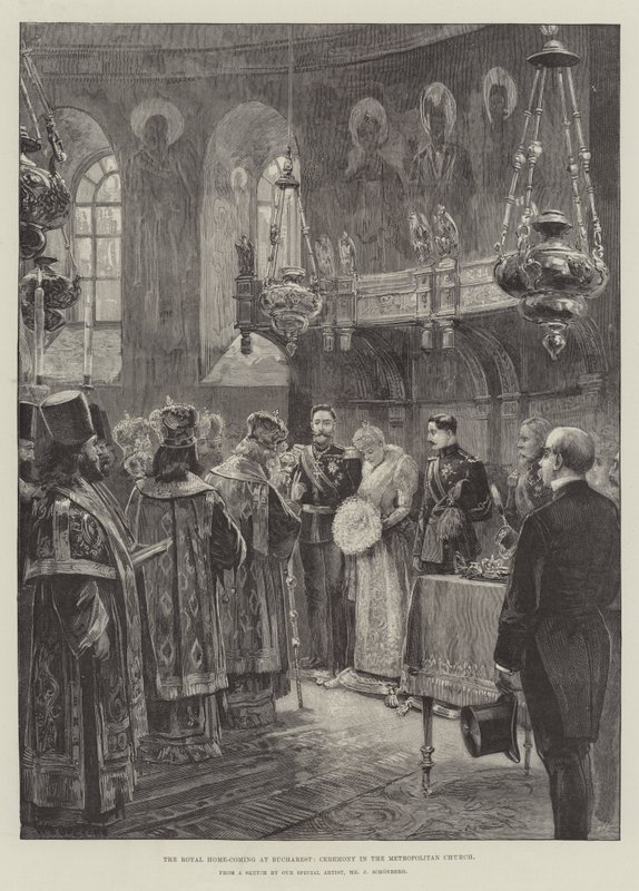 El regreso real a Bucarest, ceremonia en la Iglesia Metropolitana de William Heysham Overend