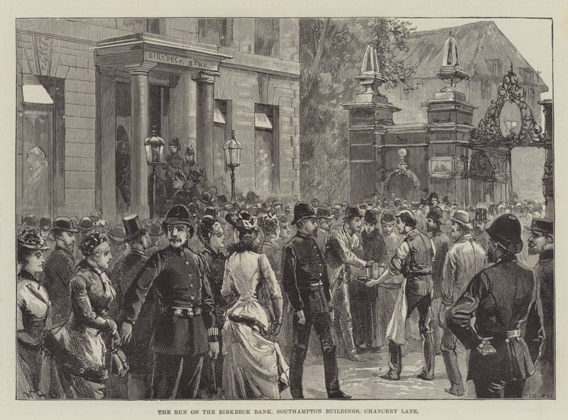 La corrida en el Banco Birkbeck, Southampton Buildings, Chancery Lane de William Heysham Overend