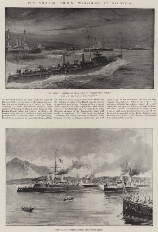 La crisis turca, buques de guerra en Salónica de William Heysham Overend