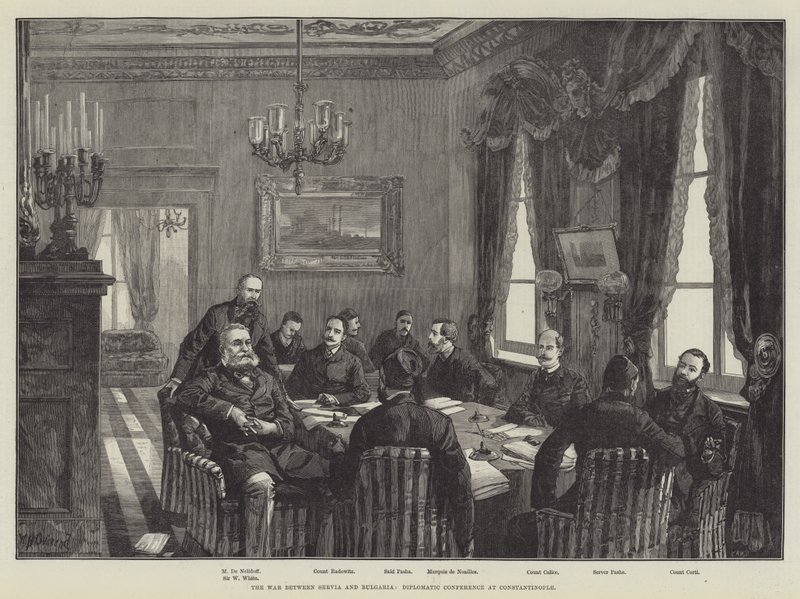 La guerra entre Serbia y Bulgaria, conferencia diplomática en Constantinopla de William Heysham Overend