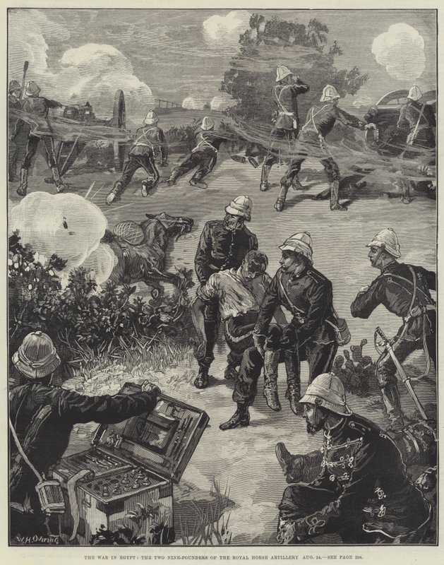 La Guerra en Egipto, los Dos Cañones de Nueve Libras de la Artillería Real a Caballo, 24 de agosto de William Heysham Overend