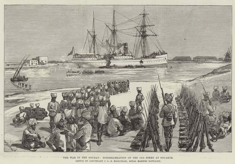 La Guerra en el Sudán, Desembarco de los 15º Sijs en Souakim de William Heysham Overend