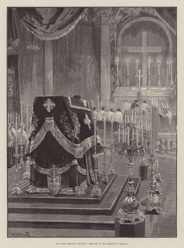 El difunto Cardenal Manning, Réquiem en el Oratorio de Brompton de William Heysham Overend