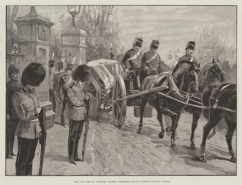 El difunto Duque de Clarence, procesión fúnebre saliendo de la estación de tren de Windsor de William Heysham Overend