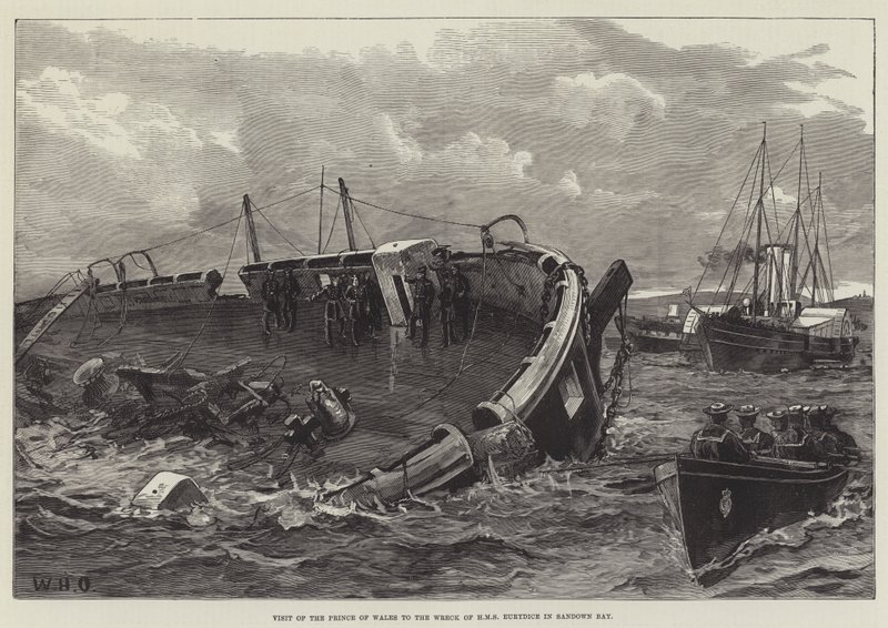 Visita del Príncipe de Gales al Naufragio del HMS Eurydice en la Bahía de Sandown de William Heysham Overend