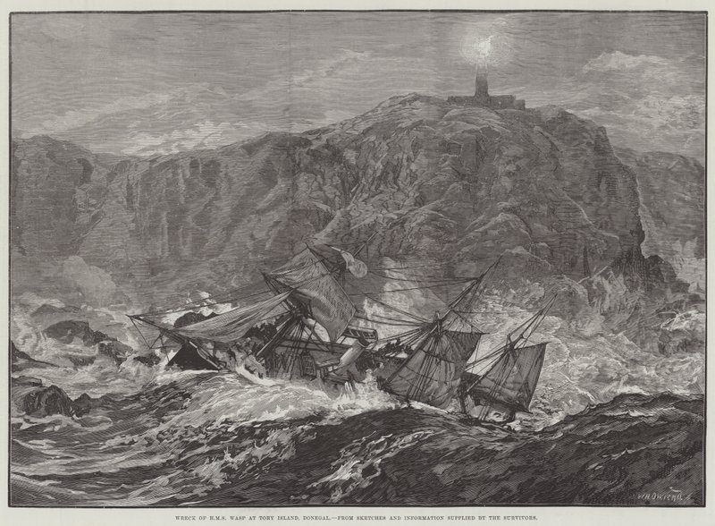 Naufragio del HMS Wasp en la isla Tory, Donegal de William Heysham Overend