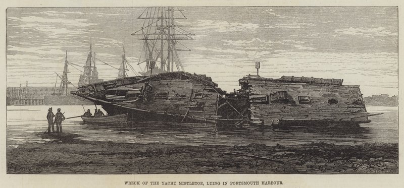 Naufragio del yate Mistletoe, en el puerto de Portsmouth de William Heysham Overend