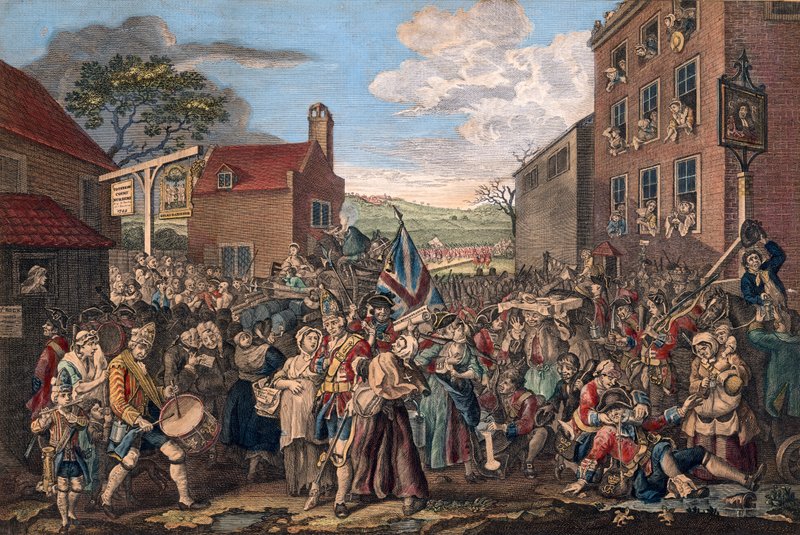 Una Representación de la Marcha de los Guardias hacia Escocia en el Año 1745 de William Hogarth