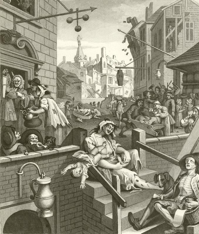Calle de la Cerveza y Calle del Gin de William Hogarth