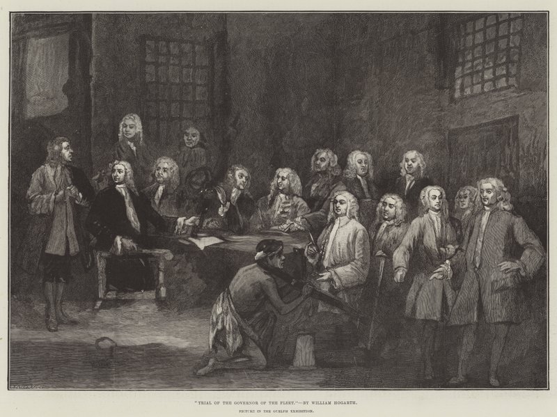 Juicio del gobernador de la flota de William Hogarth