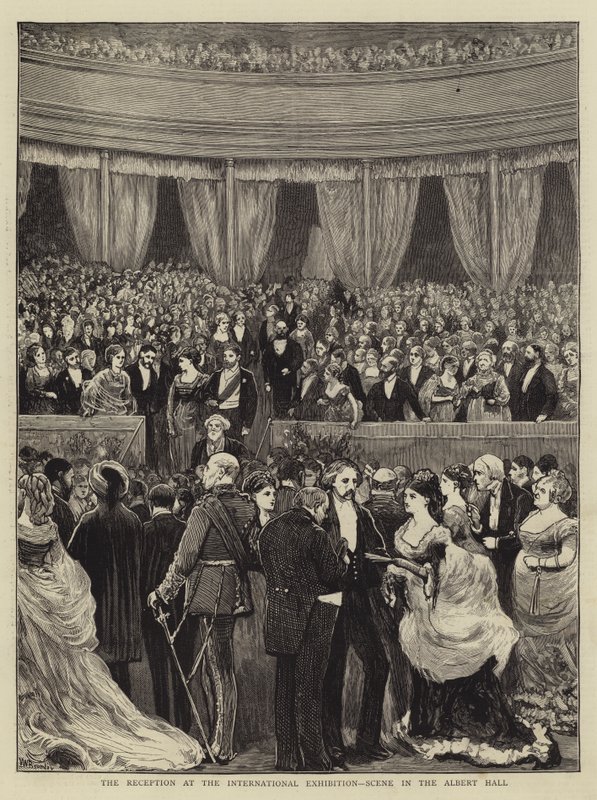 La recepción en la Exposición Internacional, escena en el Albert Hall de William III Bromley