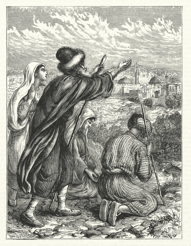 Peregrinos judíos a la vista de Jerusalén (grabado) de William James Webbe