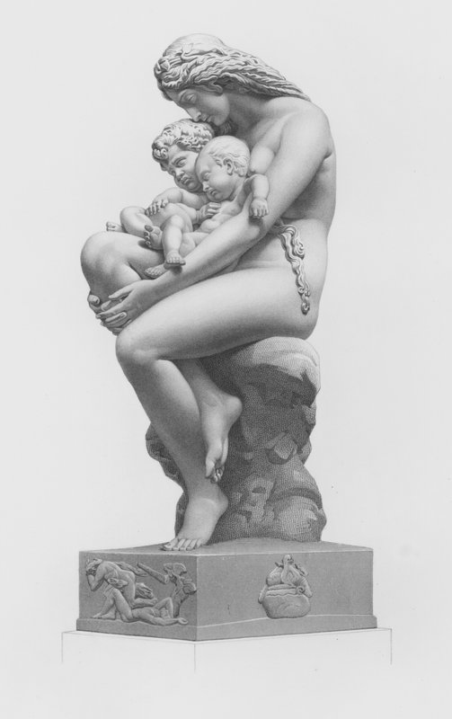 La primera cuna, grabado por W Rolfe del grupo de A H Derby (grabado) de William John Roffe