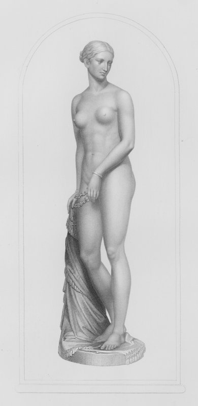La esclava griega, grabado por W Roffe de la estatua en mármol de Hiram Powers (grabado) de William John Roffe