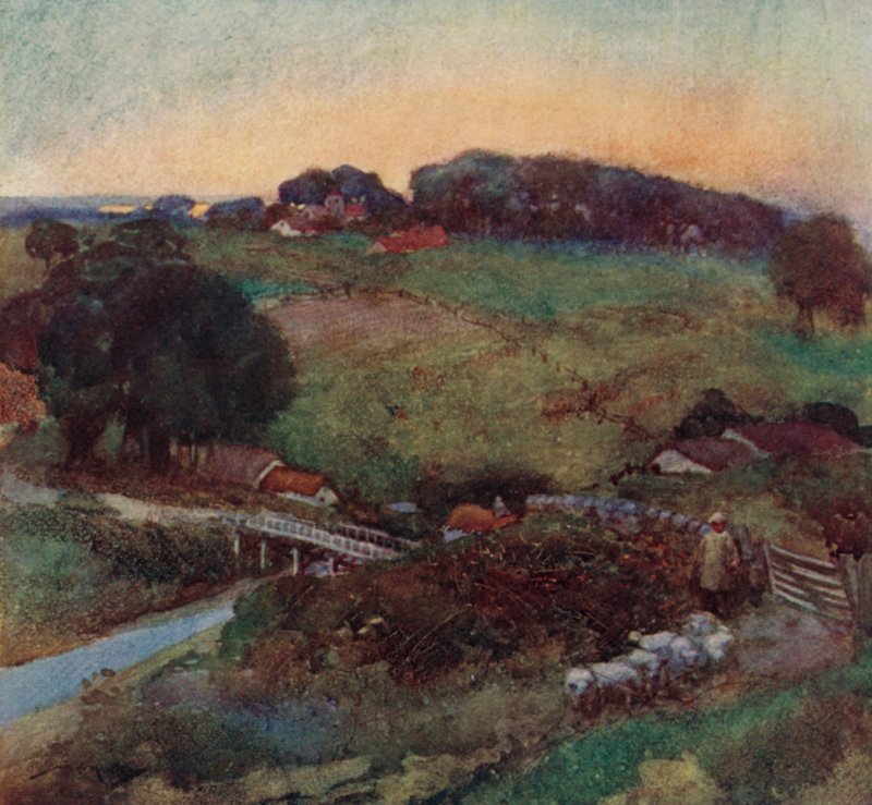 Ilustración para The Deserted Village de Oliver Goldsmith (litografía en color) de William Lee Hankey