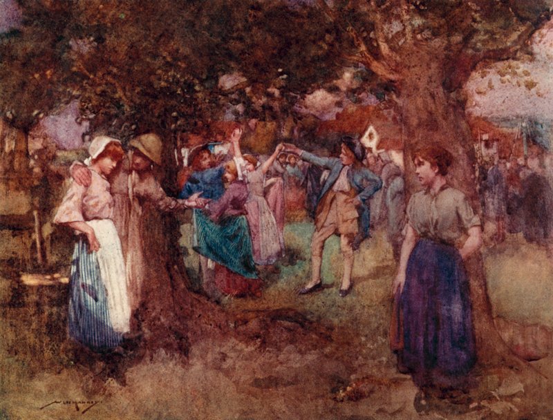 Ilustración para The Deserted Village de Oliver Goldsmith (litografía en color) de William Lee Hankey