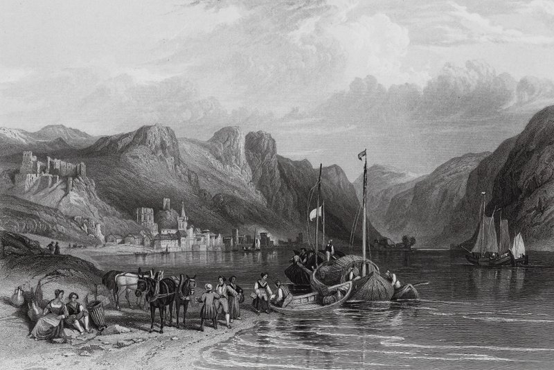 Bacharach, a orillas del Rin (grabado) de William Leighton (after) Leitch