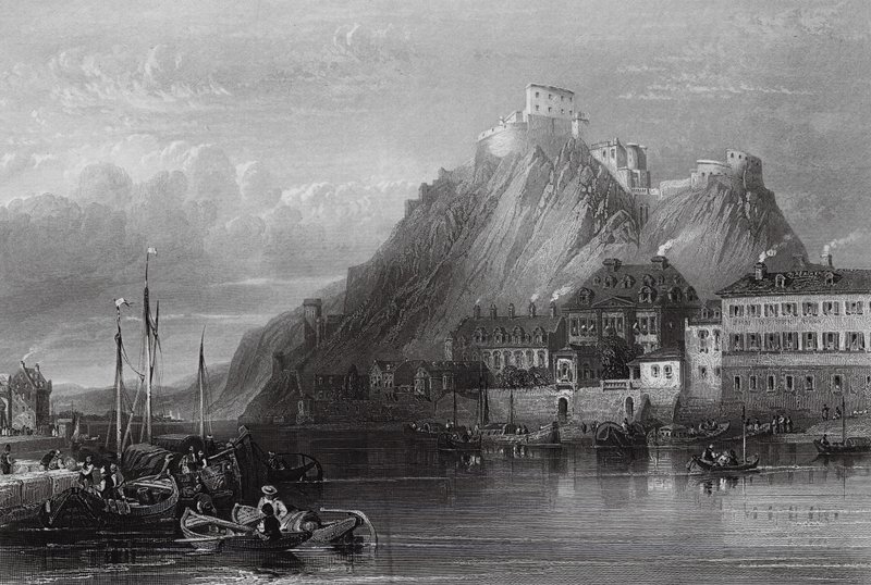 Fortaleza de Ehrenbreitstein, Rin (grabado) de William Leighton (after) Leitch