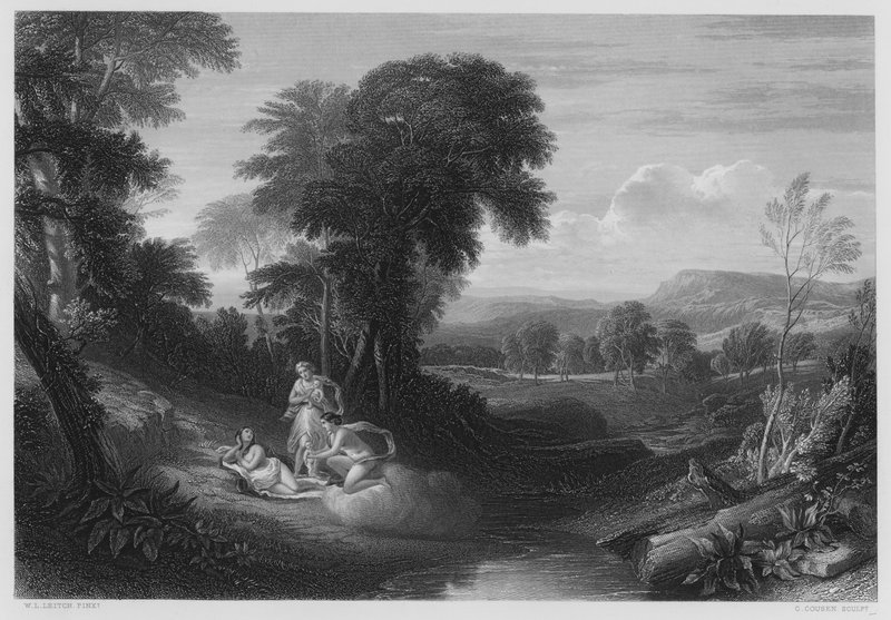 El Nacimiento de Belphoebe y Amorett, del cuadro en la Colección Real de William Leighton (after) Leitch