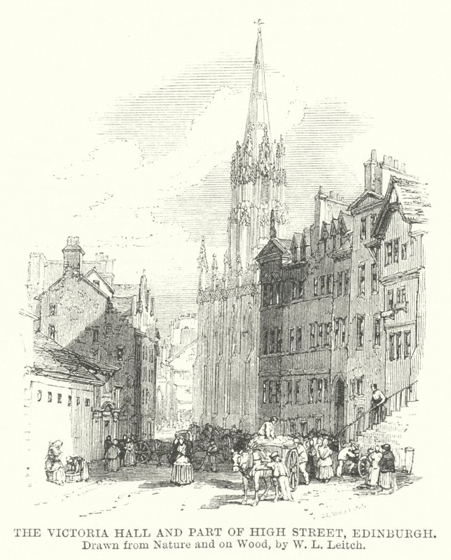 El Salón Victoria y Parte de High Street, Edimburgo (grabado) de William Leighton (after) Leitch