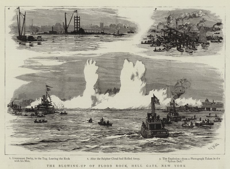 La explosión de Flood Rock, Hell Gate, Nueva York de William Lionel Wyllie