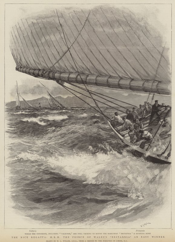 La regata de Niza, el Britannia de SAR el Príncipe de Gales y fácil ganador de William Lionel Wyllie