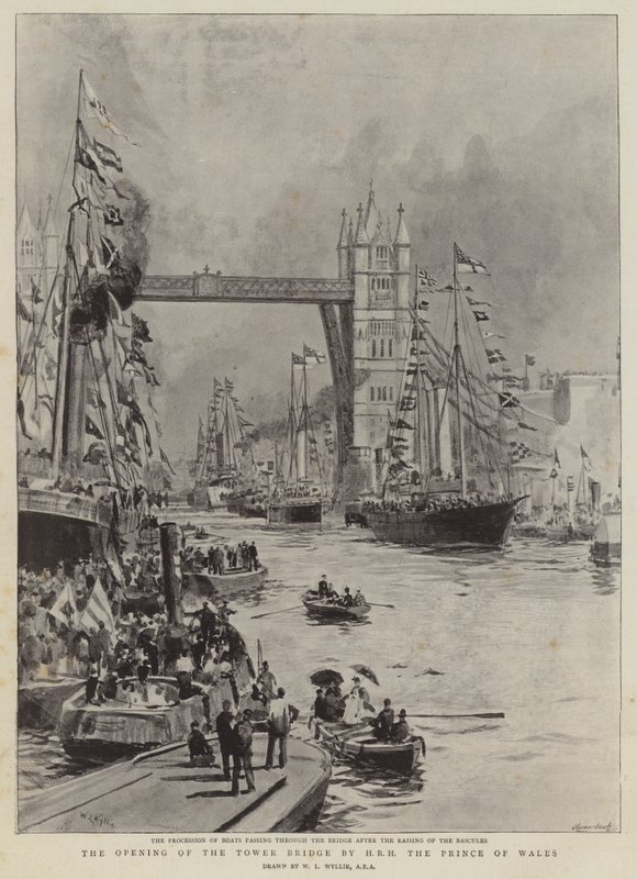 La Apertura del Puente de la Torre por SAR el Príncipe de Gales de William Lionel Wyllie