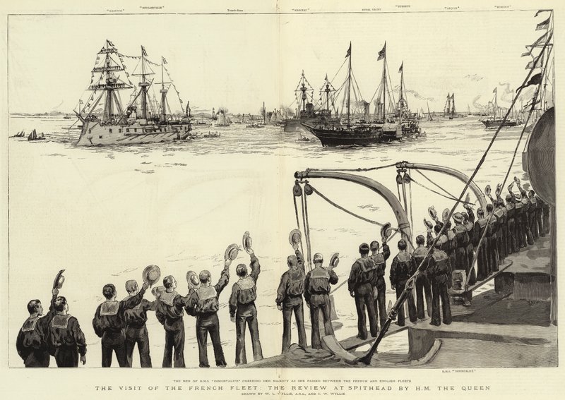 La visita de la flota francesa, la revisión en Spithead por Su Majestad La Reina de William Lionel Wyllie
