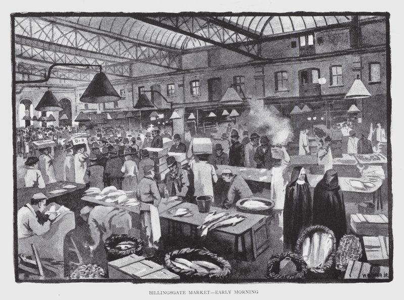 Mercado de Billingsgate, temprano en la mañana de William Luker
