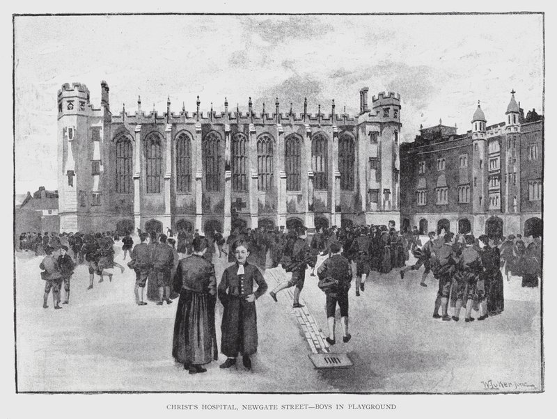 Hospital de Cristo, Calle Newgate, niños en el patio de recreo de William Luker