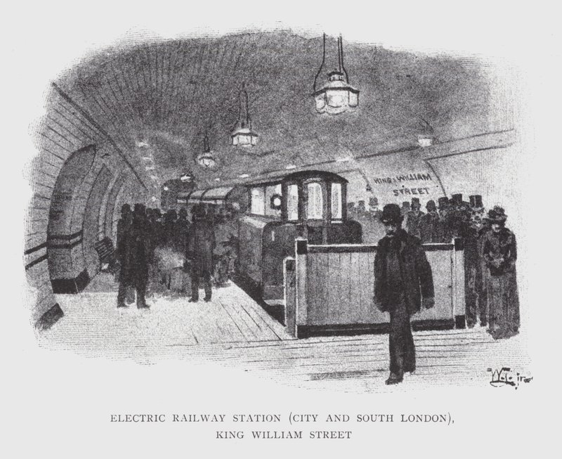 Estación de ferrocarril eléctrico, City y South London, King William Street de William Luker
