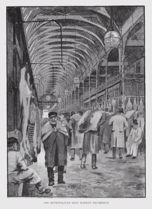 El mercado de carne metropolitano, Smithfield de William Luker