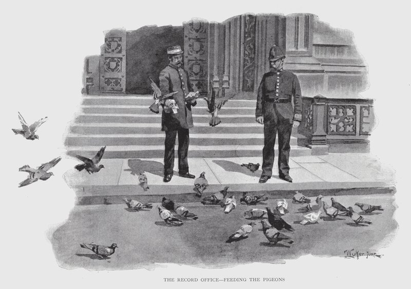 La Oficina de Registros, alimentando a las palomas de William Luker