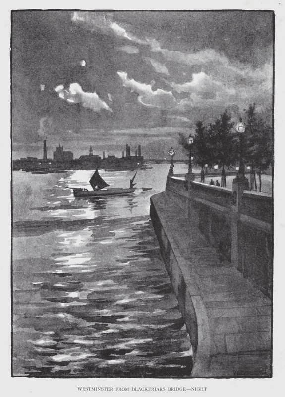 Westminster desde el Puente de Blackfriars, Noche de William Luker